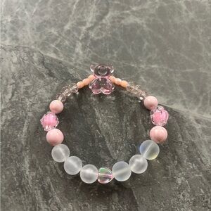Pink and Clear Beaded Bracelet